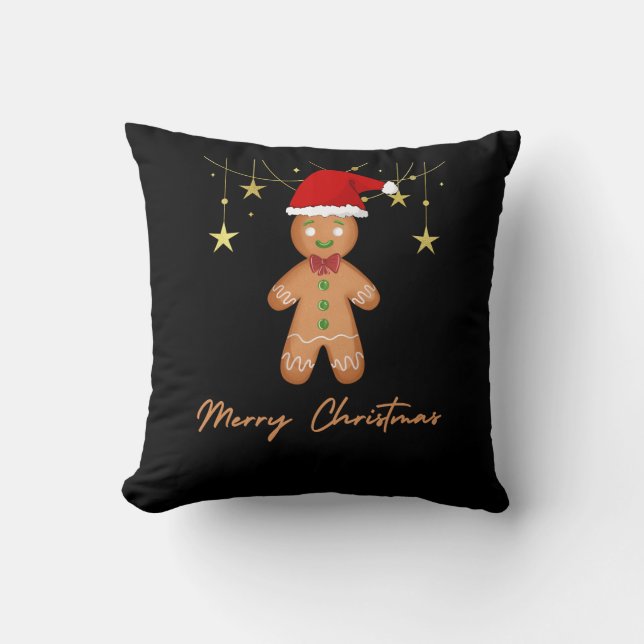 Gingerbread Greetings Christmas Cushion (Front)