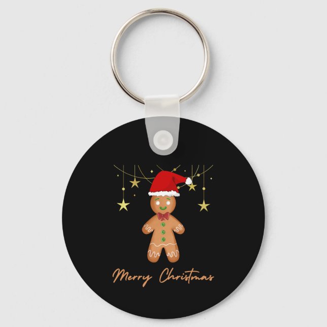 Gingerbread Greetings Christmas Key Ring (Front)