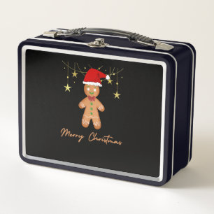 Gingerbread Greetings Christmas Metal Lunch Box