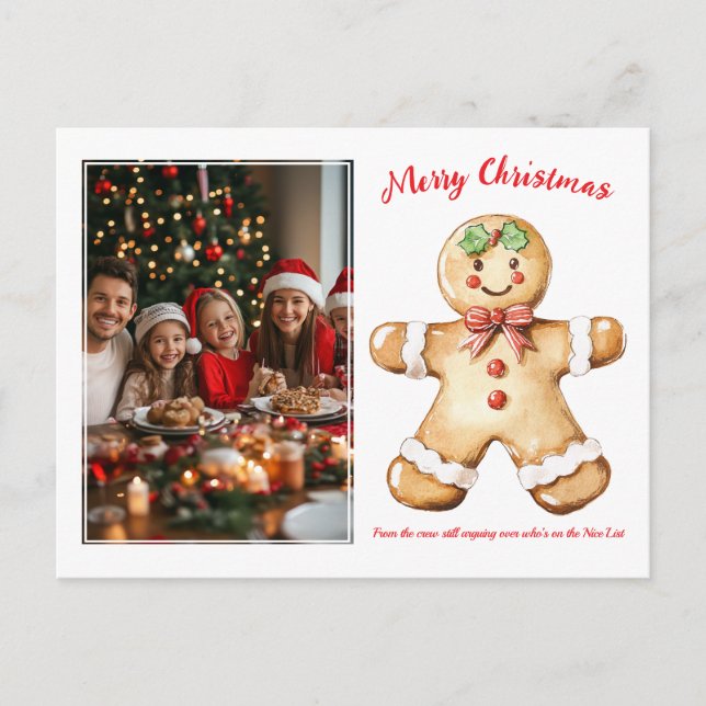 Gingerbread Greetings Photo  Holiday Postcard (Front)