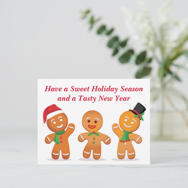 Gingerbread Greetings Postcard (Standing Front)