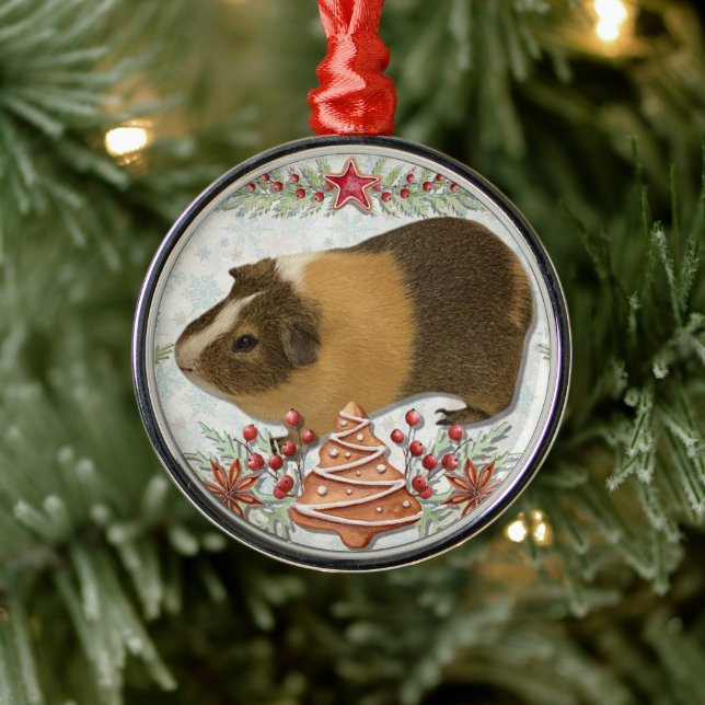 Gingerbread Guinea Pig Metal Ornament (Tree)