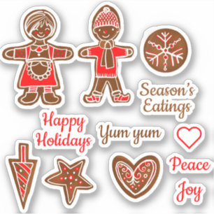 Gingerbread happy holiday stickers