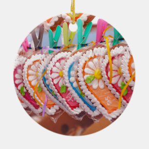 Gingerbread Heart Cookies Lebkuchen Valentine Ceramic Ornament