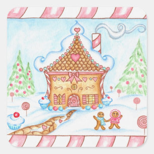 Gingerbread Heart House Sticker