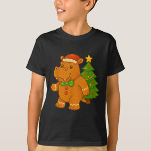 Gingerbread Hip Santa Hat Christmas Tree Hiptamus  T-Shirt