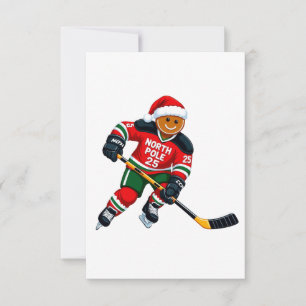 Gingerbread Hockey Christmas 2026 Holiday Sports Thank You Card