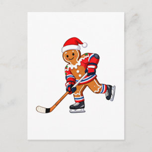  Gingerbread Hockey Christmas Ice Hockey Sports Postcard