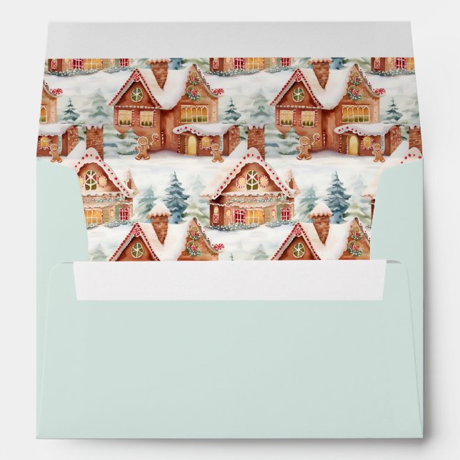 Gingerbread Holiday Christmas Pattern Envelope (Back (Bottom))