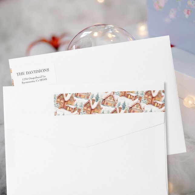 Gingerbread Holiday Christmas Pattern Wrap Around Label (Creator Uploaded)