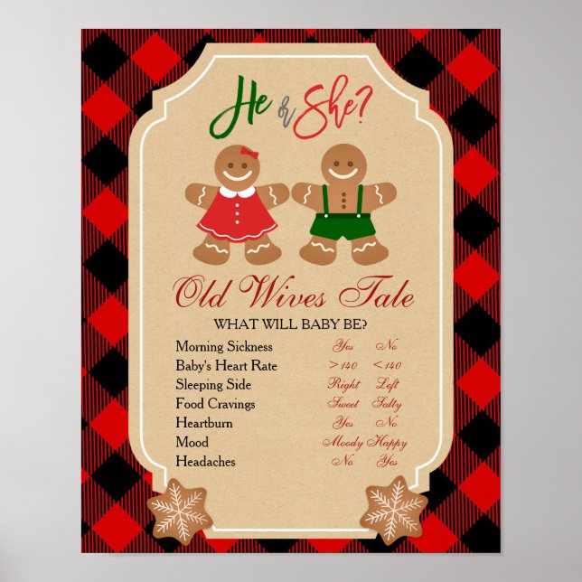 Gingerbread Holiday Gender Reveal Old Wives Tales Poster (Front)