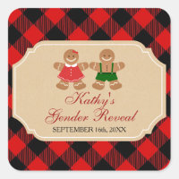 Gingerbread Holiday Gender Reveal Square Sticker