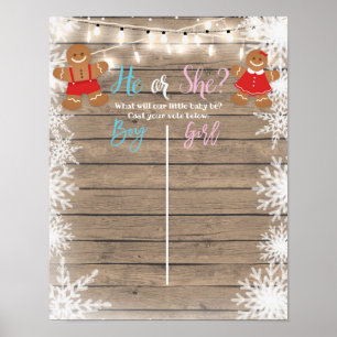 Gingerbread Holiday Gender Reveal Voting Board Poster