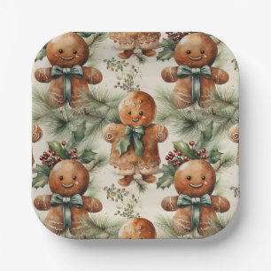 Gingerbread Holiday Paper Plate