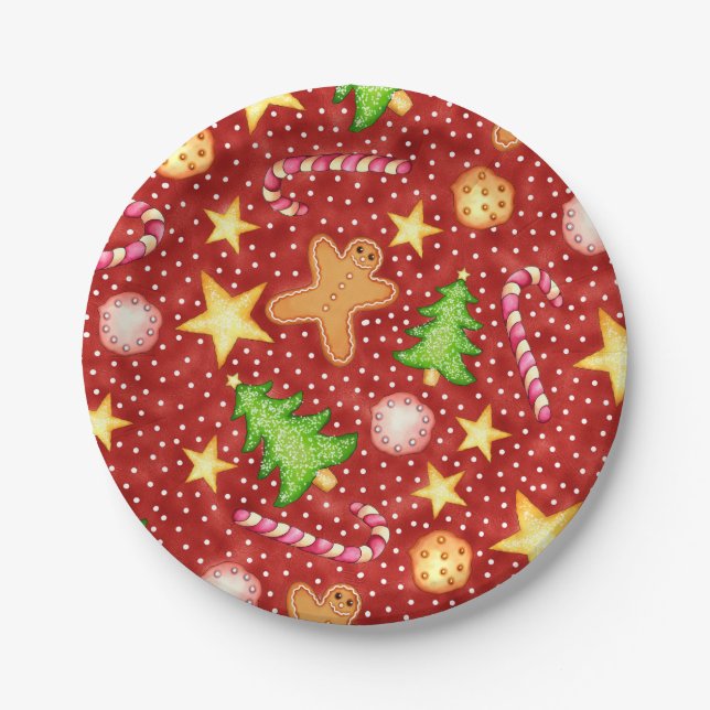 Gingerbread Holiday Sweets Christmas Paper Plate (Front)
