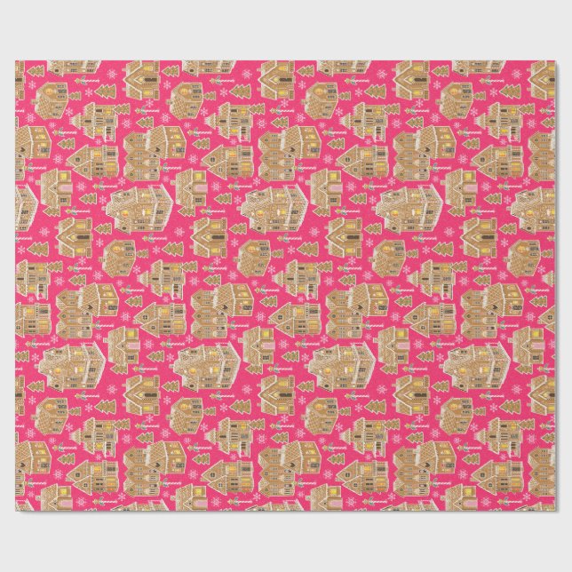 Gingerbread Holiday Village Wrapping Paper (Flat)