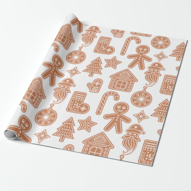 Gingerbread Holiday Wrapping Paper (Unrolled)