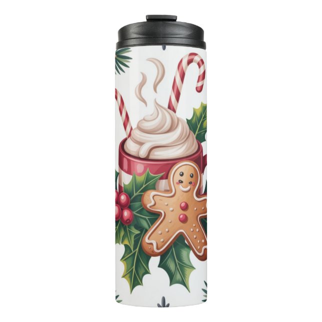 Gingerbread & Holly Delight Thermal Tumbler (Front)