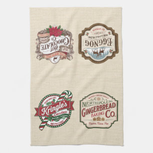 Gingerbread Hot Chocolate Candy Eggnog Christmas Tea Towel