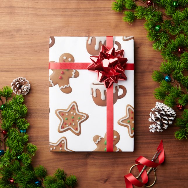 Gingerbread Hot Cocoa Christmas Pattern Wrapping Paper (Holiday Gift)