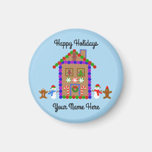 Gingerbread House #1 Round Magnet