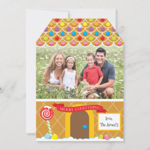 Gingerbread House   4 Photo Christmas Card Tag