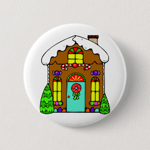 Gingerbread House 6 Cm Round Badge