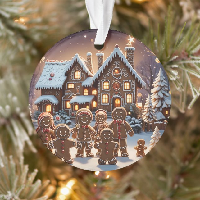 Gingerbread house and cute gingerbread family  ornament (Tree)