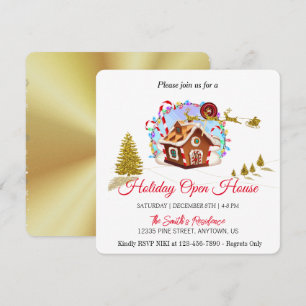 Gingerbread House and Golden Santa Claus Holiday C