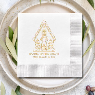 Gingerbread House Baking Corporate Christmas Foil Napkins