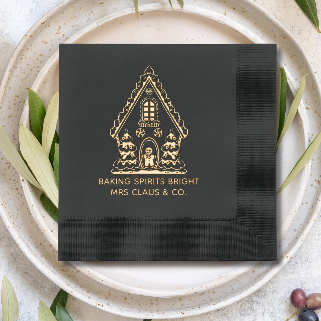 Gingerbread House Baking Corporate Christmas Foil Napkins (Creator Uploaded)