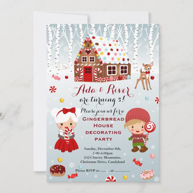 Gingerbread House Birthday Party Invitation (Front)