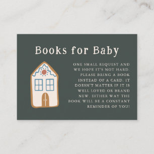 Gingerbread House Blue Baby Shower Book Request Enclosure Card