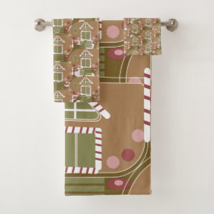 Gingerbread House Camper Pink   Bath Towel Set