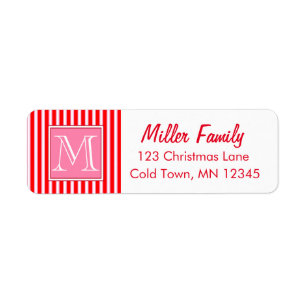 Gingerbread House Candy Cane Stripes Return Address Label