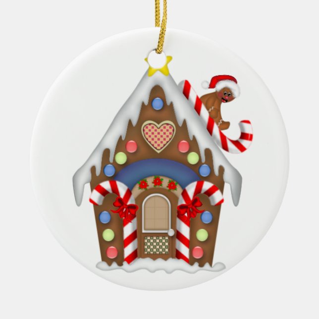 Gingerbread House  Ceramic Ornament (Front)