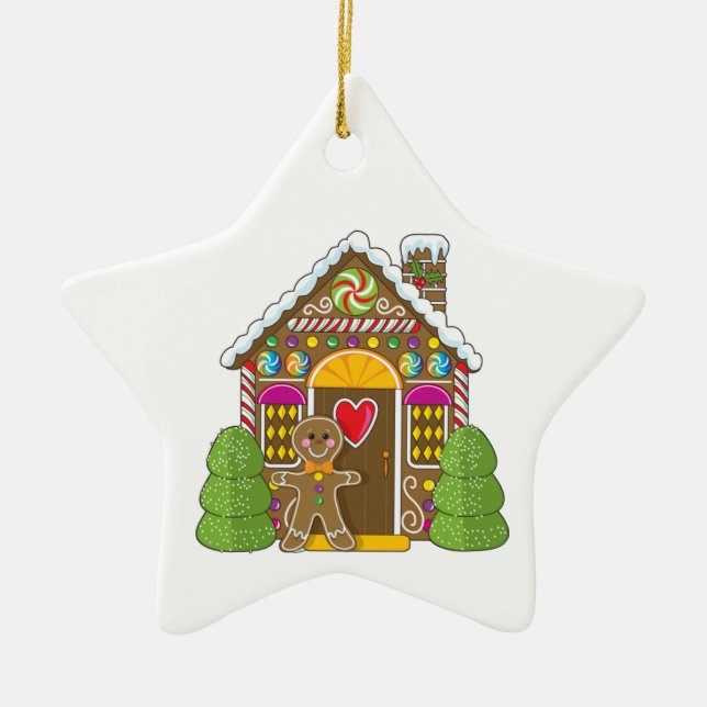 Gingerbread House Ceramic Ornament (Front)
