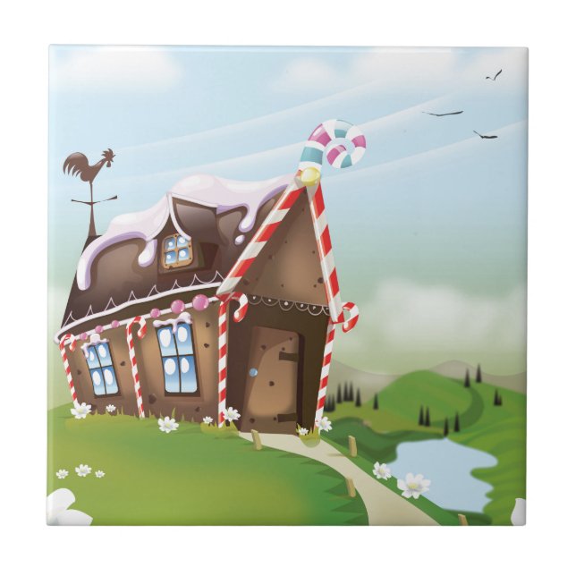 Gingerbread house ceramic tile (Front)