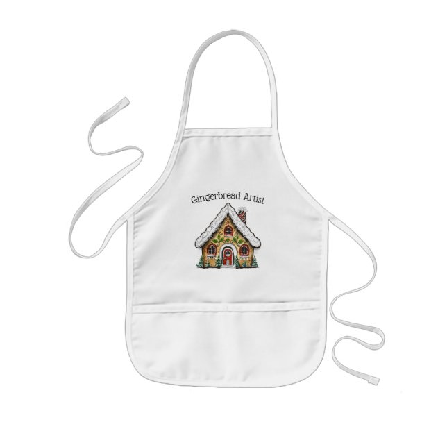 Gingerbread House Christmas Apron for Kids (Front)