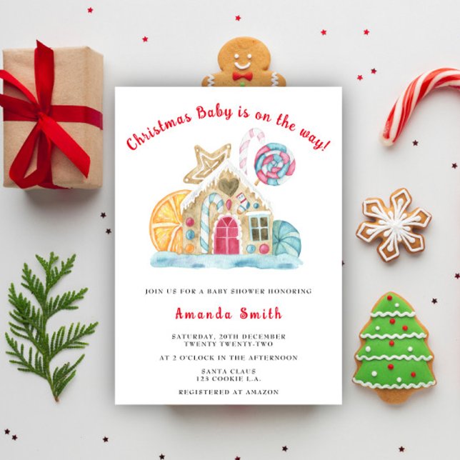 Gingerbread House Christmas Baby Shower Invitation (Creator Uploaded)