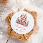 Gingerbread House Christmas Birthday Thank You Classic Round Sticker<br><div class="desc">Gingerbread House Christmas Birthday Thank You Stickers</div>