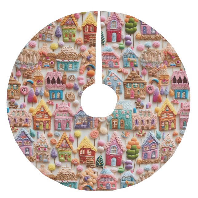 Gingerbread House Christmas Brushed Polyester Tree Skirt (Front)