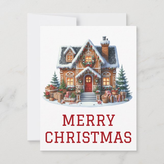 Gingerbread House Christmas Card (Front)