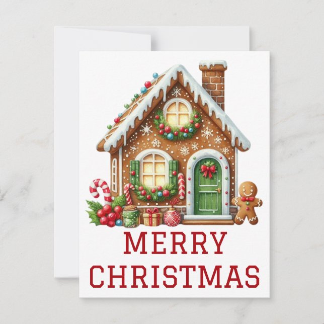 Gingerbread House Christmas Card (Front)