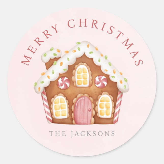 Gingerbread House Christmas Classic Round Sticker (Front)