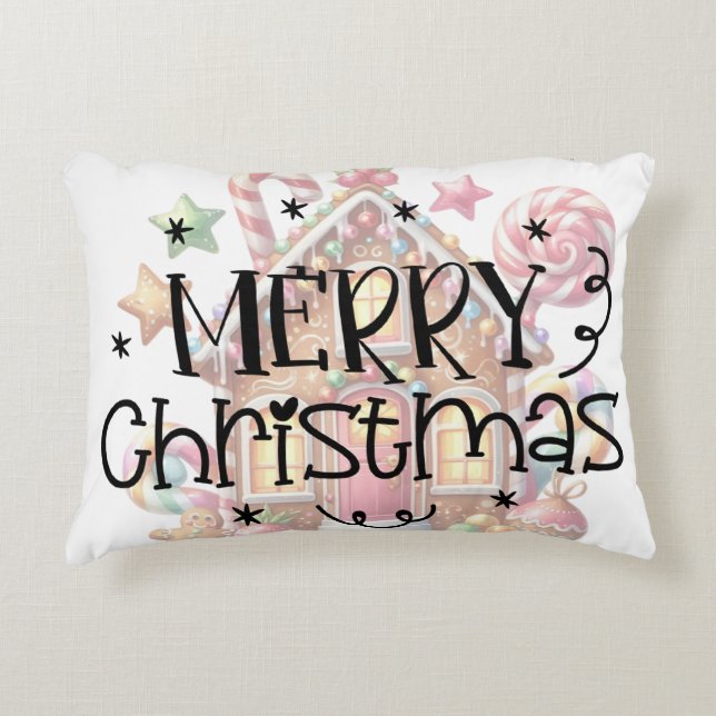 Gingerbread house Christmas Decorative Cushion (Front)