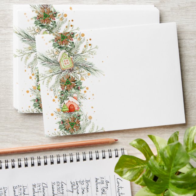 Gingerbread House Christmas Garland Envelope (Stacked)