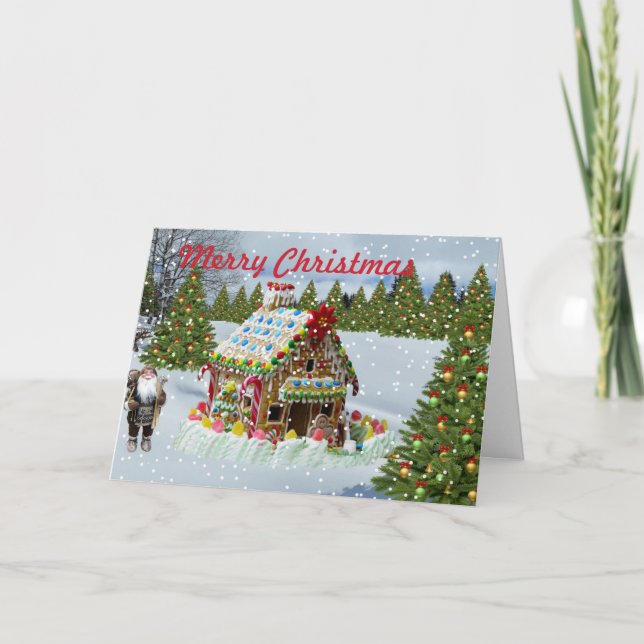GINGERBREAD HOUSE CHRISTMAS HOLIDAY CARD (Front)