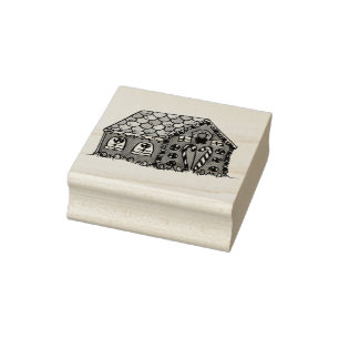 Gingerbread House Christmas Holiday Housewarming Rubber Stamp