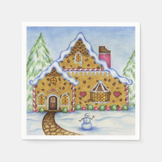 Gingerbread House Christmas Party Holiday Napkins (Front)
